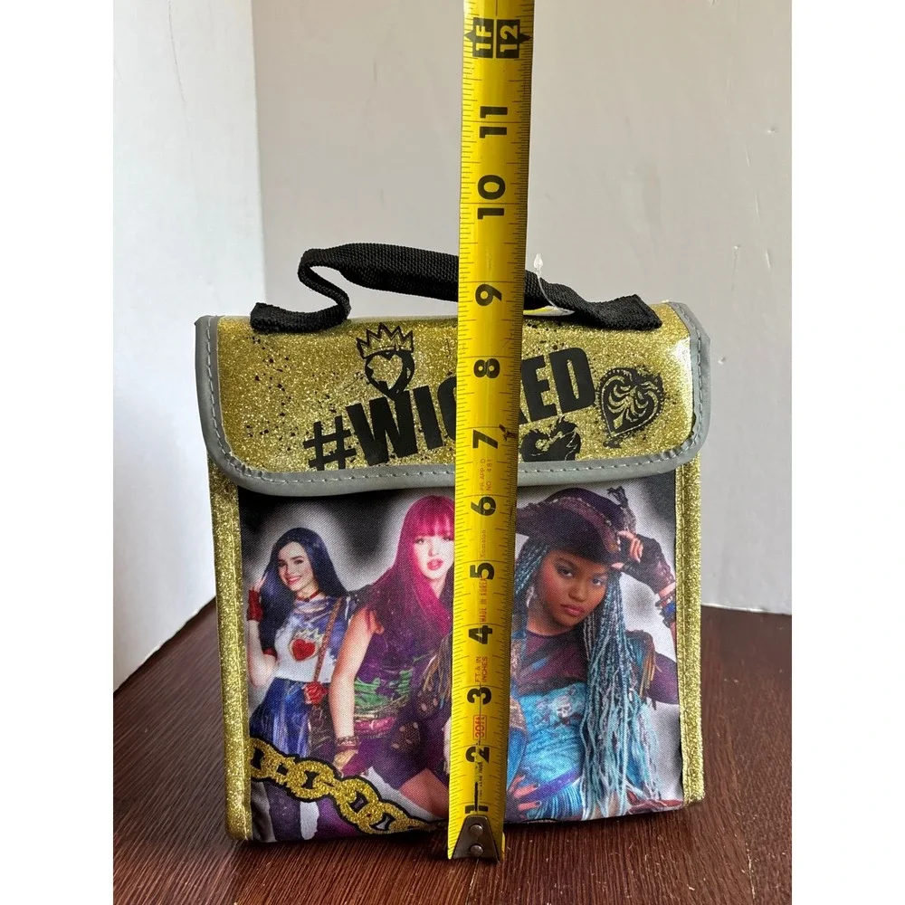 Disney Descendants 2 Insulated Lunch Bag Gold Glitter Wicked Mal Evie Uma NWT